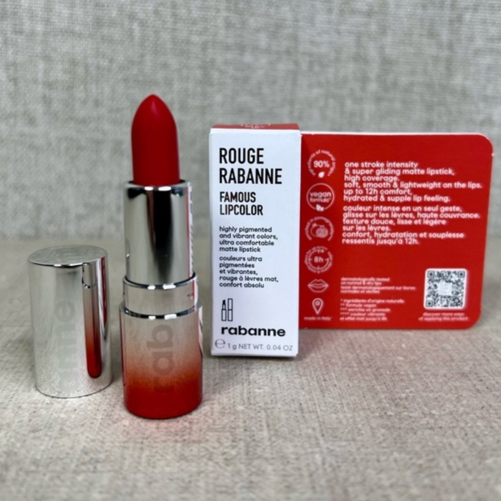 ❤️3 for $30❤️ Rabanne Famous Lipcolor Matte Lipstick mini in 636 Red Seal - Picture 9 of 10